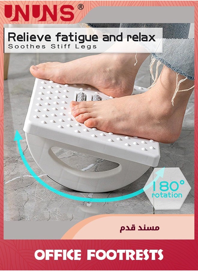 UNUNS Foot Rest For Under Desk,Rocking Foot Stool Footrest,Ergonomic Footrest For Office Chair With Massage Surface,Foot Stool For Office Chair Home Travel,White  - Image 4