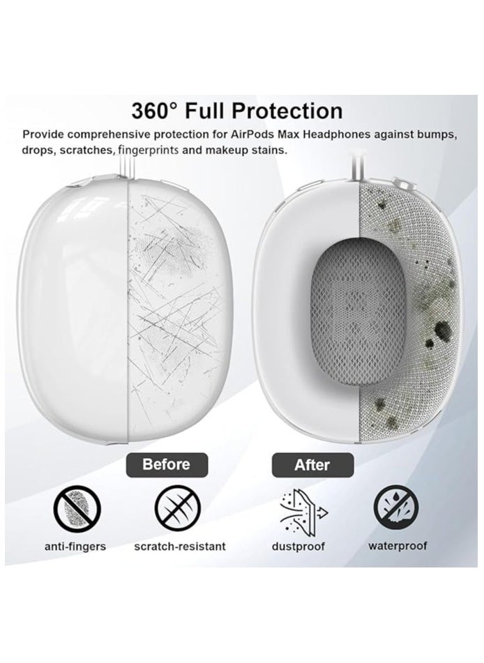 Generic - 3-in-1 Accessories Case Protector Cover for Airpods Max White，Silicone Case Cover for AirPods Max Headphones,Anti-Scratch Ear Pad Case Cover/Clear TPU Ear Cups Cover/Headband Cover for AirPods Max - Image 1