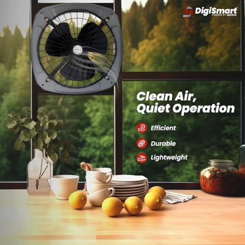 DIGISMART 9 Inch Powerful Exhaust Fan, Air Suction for Kitchen & Bathroom, Less Noise, Clean & Fresh Air, 22W Motors Ventilation Fan, 1 Year Warranty (Silver) - Image 2