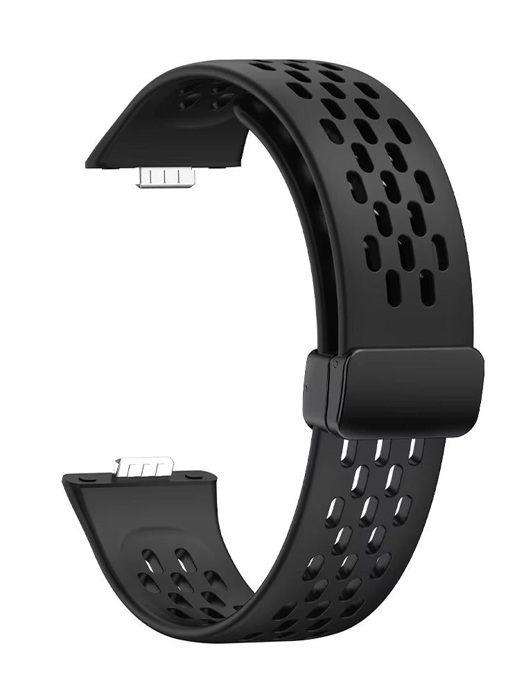 Silicone Strap for Huawei Watch Fit 3 Sports Magnetic Bracelet Breathe Wristband Correa Replacement Belt (Black)  - Image 2