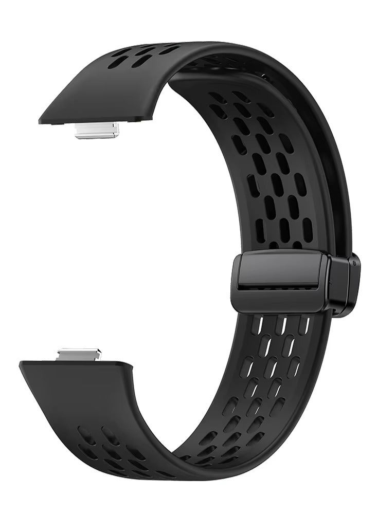 Silicone Strap for Huawei Watch Fit 3 Sports Magnetic Bracelet Breathe Wristband Correa Replacement Belt (Black)  - Image 3
