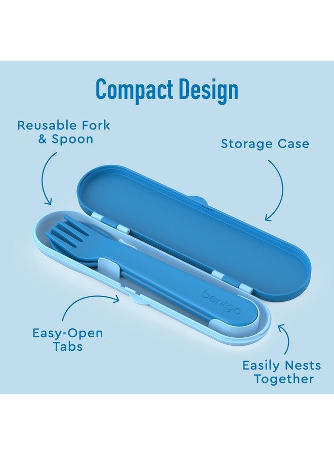 Bentgo Kids Utensil Set - Reusable Plastic Fork, Spoon & Storage Case - BPA-Free Materials, Easy-Grip Handles, Dishwasher Safe - Ideal for School Lunch, Travel, & Outdoors (Blue) - Image 3