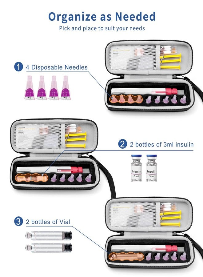 Krypthos Diabetic Supplies Travel Carrying Case, Daily Use Insulin Pen Holder Case for Insulin Vials, Insulin Pens, and Needle Storage - Image 3