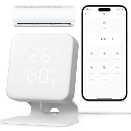 WOOX Smart Air Conditioner & Heater Pump Controller, WiFi IR Remote Control for Mini Split AC, Portable & Window AC, Temperature and Humidity Automation Controllers, Compatible with Alexa/Google - Image 1