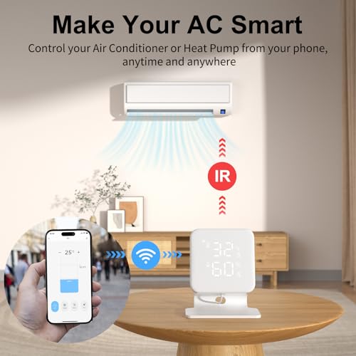 WOOX Smart Air Conditioner & Heater Pump Controller, WiFi IR Remote Control for Mini Split AC, Portable & Window AC, Temperature and Humidity Automation Controllers, Compatible with Alexa/Google - Image 3