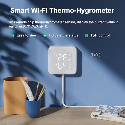 WOOX Smart Air Conditioner & Heater Pump Controller, WiFi IR Remote Control for Mini Split AC, Portable & Window AC, Temperature and Humidity Automation Controllers, Compatible with Alexa/Google - Image 5