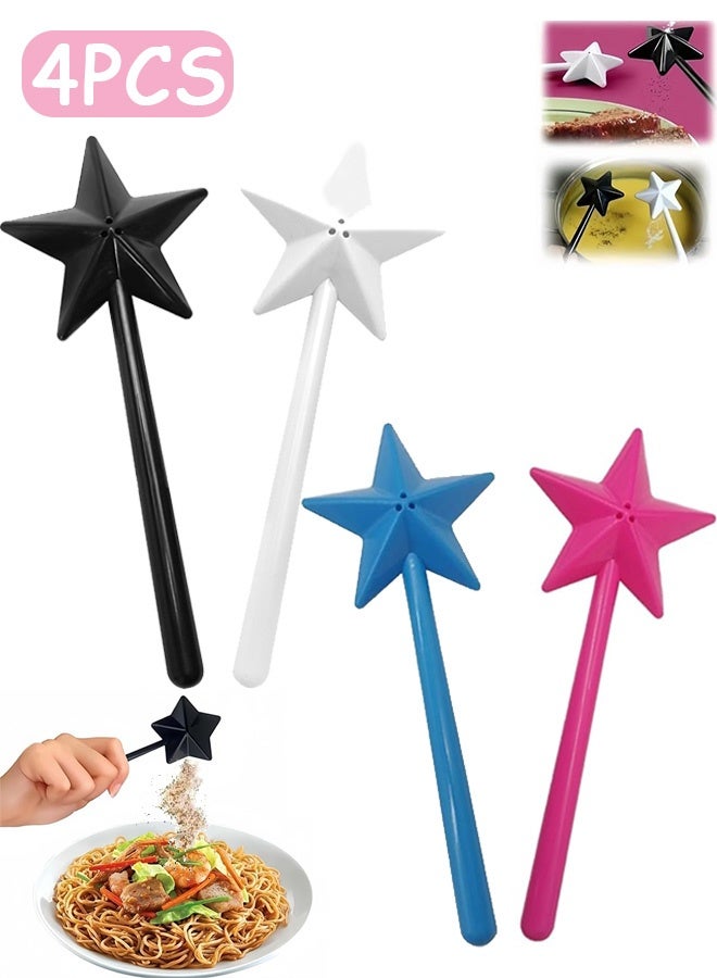 MXN 4 PCS Magic Salt Shaker, Pentagram Shape Salt Dispenser, Star Wand Salt and Pepper Shakers Refillable With Holes Kitchen Accessories - Image 1
