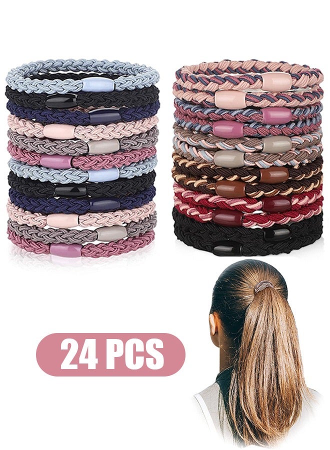 Beyond 24 Pcs Hair Elastics Hair Ties Kit Ponytail Holders Hair Bands for Girl Hair Accessories (Colorful) - Image 1