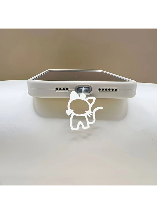 White Cute Hollow Cat Anti Dust Plug Lightning Port Protector for iPhone - Image 1