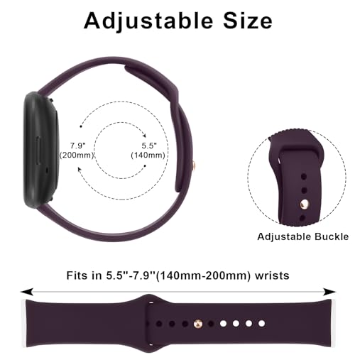 Tobfit Silicone Band for Fitbit Versa 3 4 Fitness Tracker,Soft Sport Strap for Fitbit Sense Fitness Tracker (Watch Not Included), Adjustable Wristband with Metal Buckle for Men Women (L, Dark Cherry) - Image 3
