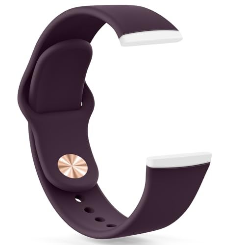Tobfit Silicone Band for Fitbit Versa 3 4 Fitness Tracker,Soft Sport Strap for Fitbit Sense Fitness Tracker (Watch Not Included), Adjustable Wristband with Metal Buckle for Men Women (L, Dark Cherry) - Image 1