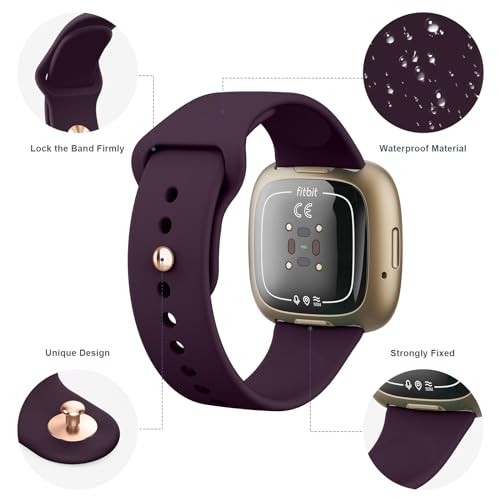 Tobfit Silicone Band for Fitbit Versa 3 4 Fitness Tracker,Soft Sport Strap for Fitbit Sense Fitness Tracker (Watch Not Included), Adjustable Wristband with Metal Buckle for Men Women (L, Dark Cherry) - Image 4