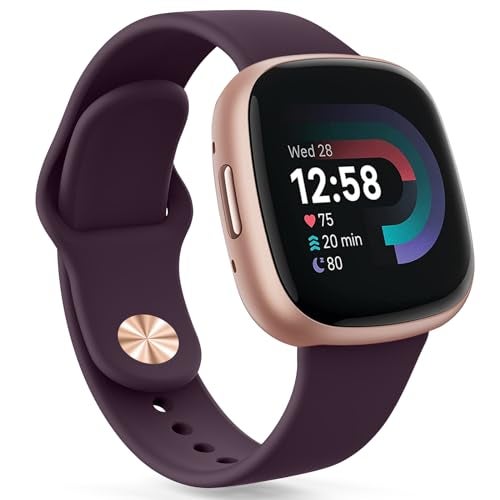 Tobfit Silicone Band for Fitbit Versa 3 4 Fitness Tracker,Soft Sport Strap for Fitbit Sense Fitness Tracker (Watch Not Included), Adjustable Wristband with Metal Buckle for Men Women (L, Dark Cherry) - Image 2