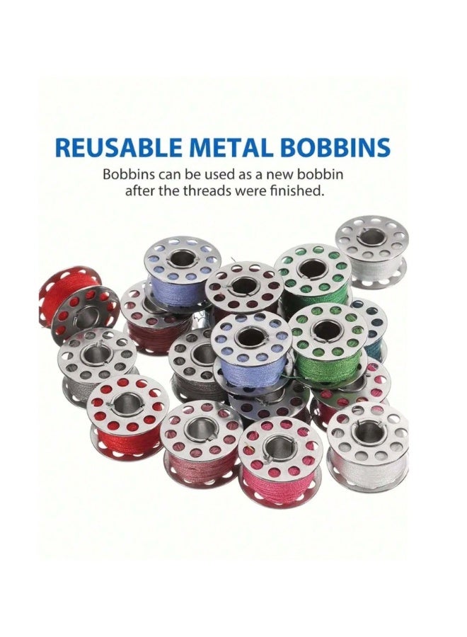 24 قطعة من بكرات الخيط المصنوعة من الفولاذ المقاوم للصدأ والمعدن المتين لآلات الخياطة ، ملحقات الخياطة الأساسية بتصميم بكرة سهل الاستخدام - Image 3