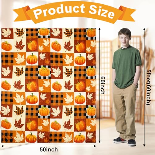 Jansun Pumpkin Leaf Blanket, Orange Soft Couch Living Room Throw for Women & Men, Especially for Fall Decor - Image 2