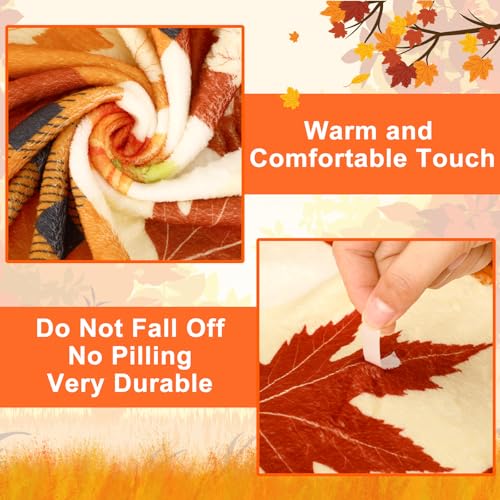 Jansun Pumpkin Leaf Blanket, Orange Soft Couch Living Room Throw for Women & Men, Especially for Fall Decor - Image 3