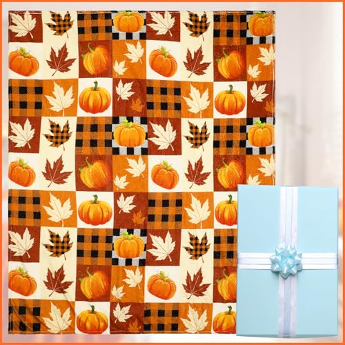 Jansun Pumpkin Leaf Blanket, Orange Soft Couch Living Room Throw for Women & Men, Especially for Fall Decor - Image 4