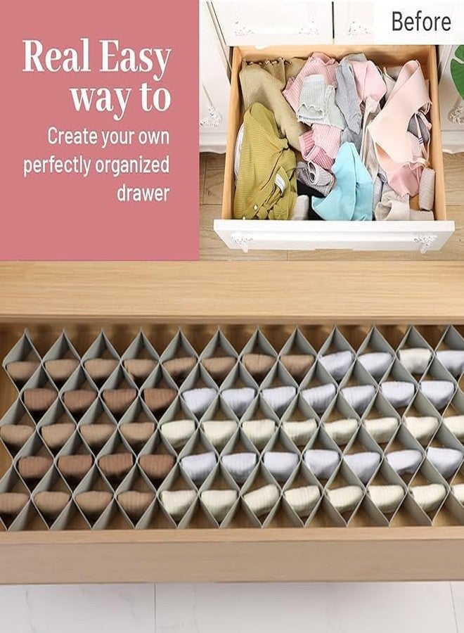 ROUFA Sock Drawer Organizer for Dresser, Honeycomb Underwear Dividers for Women, Panty Separator for Bras, Socks, Belt and Leggings (2 Sets/12pcs,Grey) - Image 5