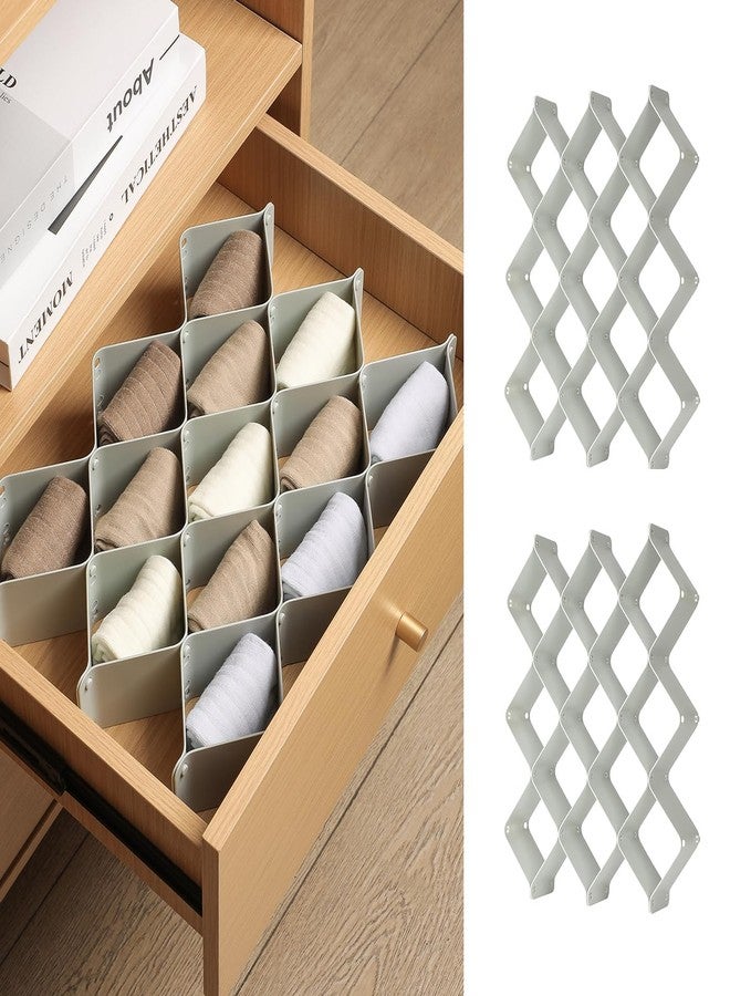 ROUFA Sock Drawer Organizer for Dresser, Honeycomb Underwear Dividers for Women, Panty Separator for Bras, Socks, Belt and Leggings (2 Sets/12pcs,Grey) - Image 1