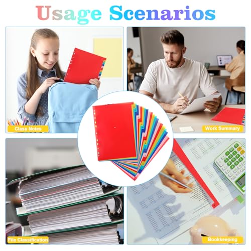 FOJOO Tab A-Z Binder Dividers, Alphabet Plastic Binder Dividers with Multicolor Tabs, Letter Size 8.2" x 11.6", for 3 Ring Binders, Fits 2/3/4/11 Ring Notebook (21) - Image 5