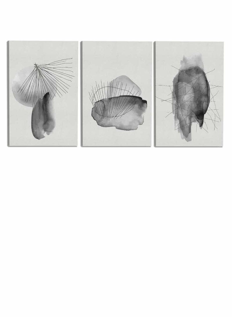 LOWHA Set Of 3 Framed Canvas Wall Arts Stretched Over Wooden Frame, Abstract Hand Painted Paintings, For Home, Living Room, Office Decor - Image 4