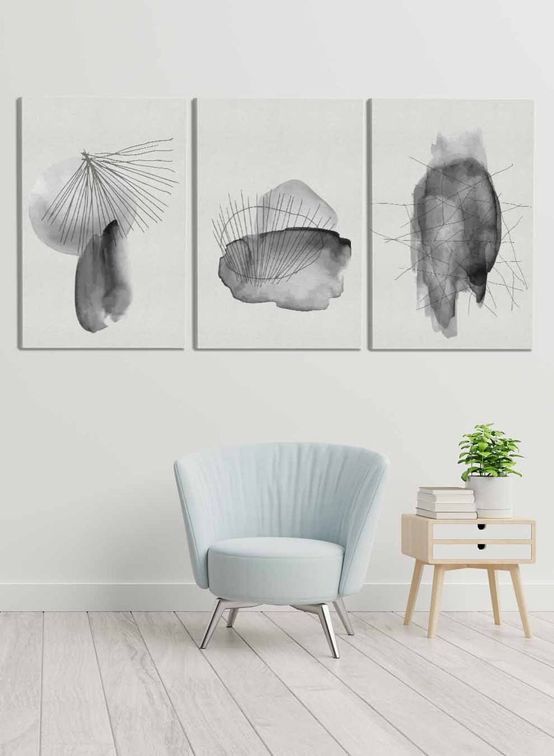 LOWHA Set Of 3 Framed Canvas Wall Arts Stretched Over Wooden Frame, Abstract Hand Painted Paintings, For Home, Living Room, Office Decor - Image 2