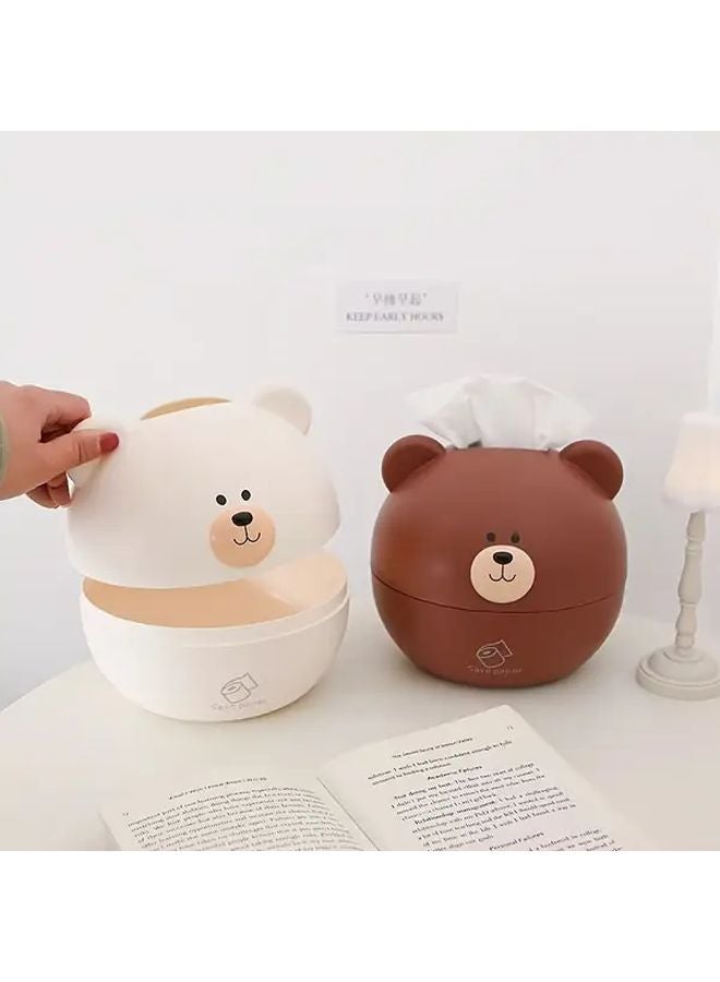 Brown Bear Shaped Tissue Box Holder Durable Plastic Bathroom Organizer Easy Clean - Image 4