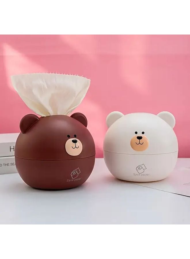 Brown Bear Shaped Tissue Box Holder Durable Plastic Bathroom Organizer Easy Clean - Image 2