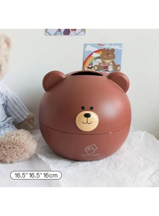 Brown Bear Shaped Tissue Box Holder Durable Plastic Bathroom Organizer Easy Clean - Image 1