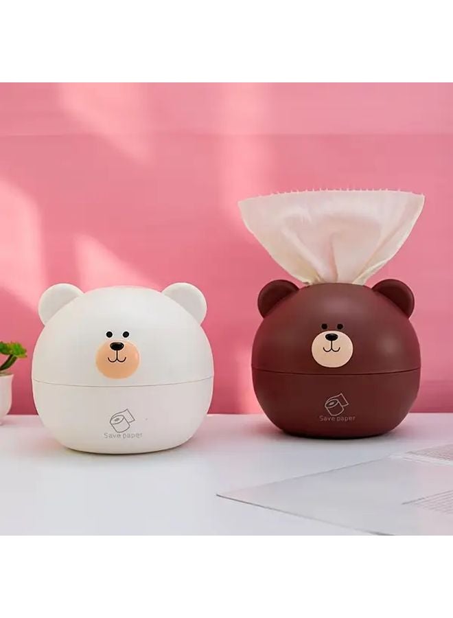 Brown Bear Shaped Tissue Box Holder Durable Plastic Bathroom Organizer Easy Clean - Image 3