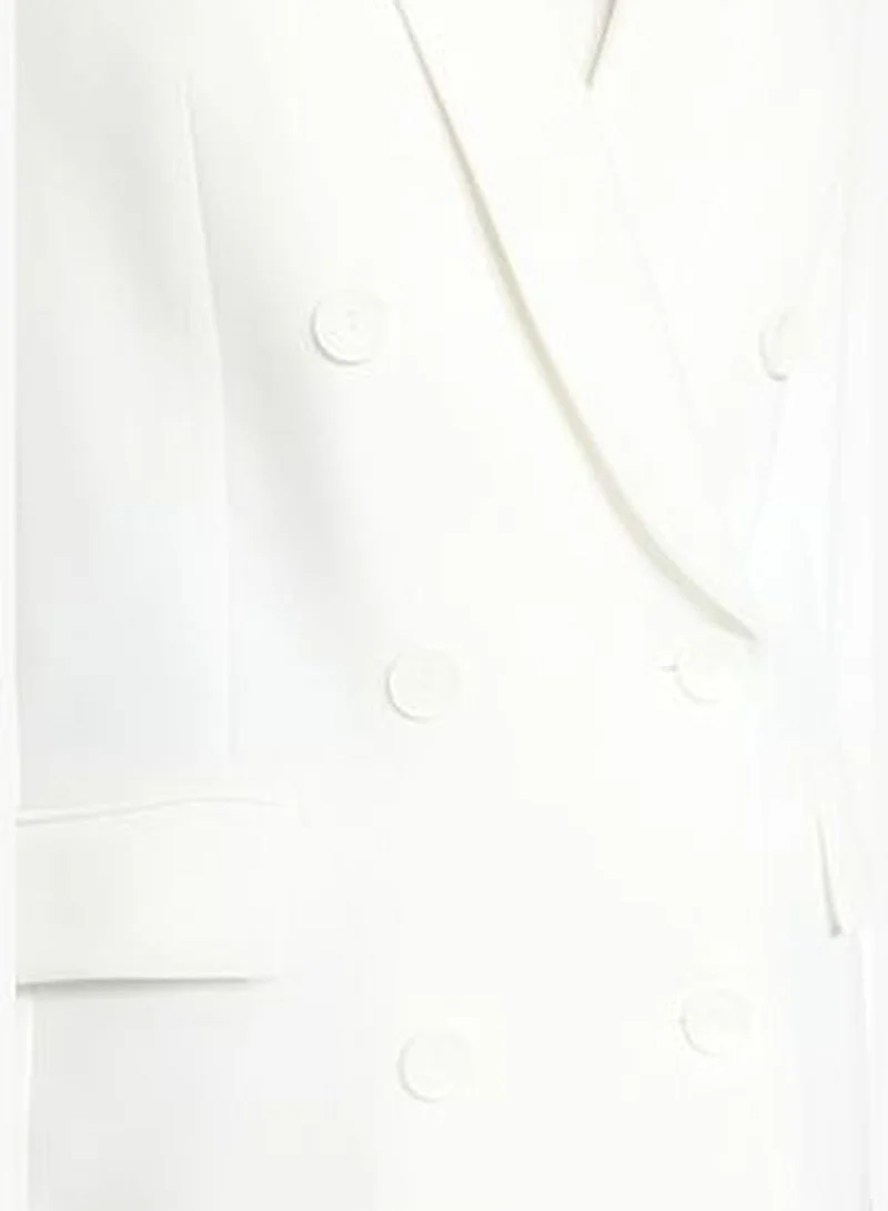 trendyol Ecru Regular Lined Double Breasted Blazer with Closure TWOSS23BC00106