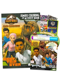 Jurassic World Camp Cretaceous Coloring Book Set With Stickers ~ Bundle With Jurassic World Coloring And Activity Book Imagine Ink And More (Dino Coloring Pack)