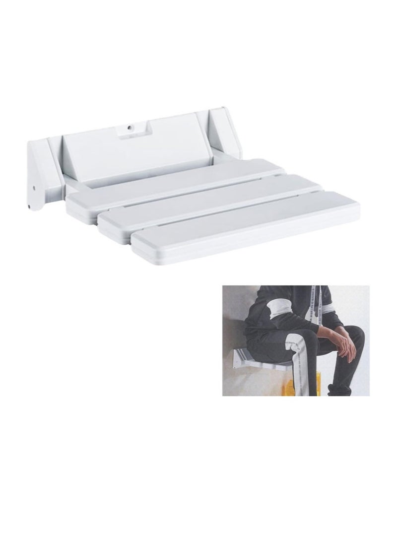 Gerenic Folding Shower Seat, Wall Mounted, Non-Slip, 130KG Bearing Weight, Suitable for Elderly, Pregnant Women & Patients - Image 1