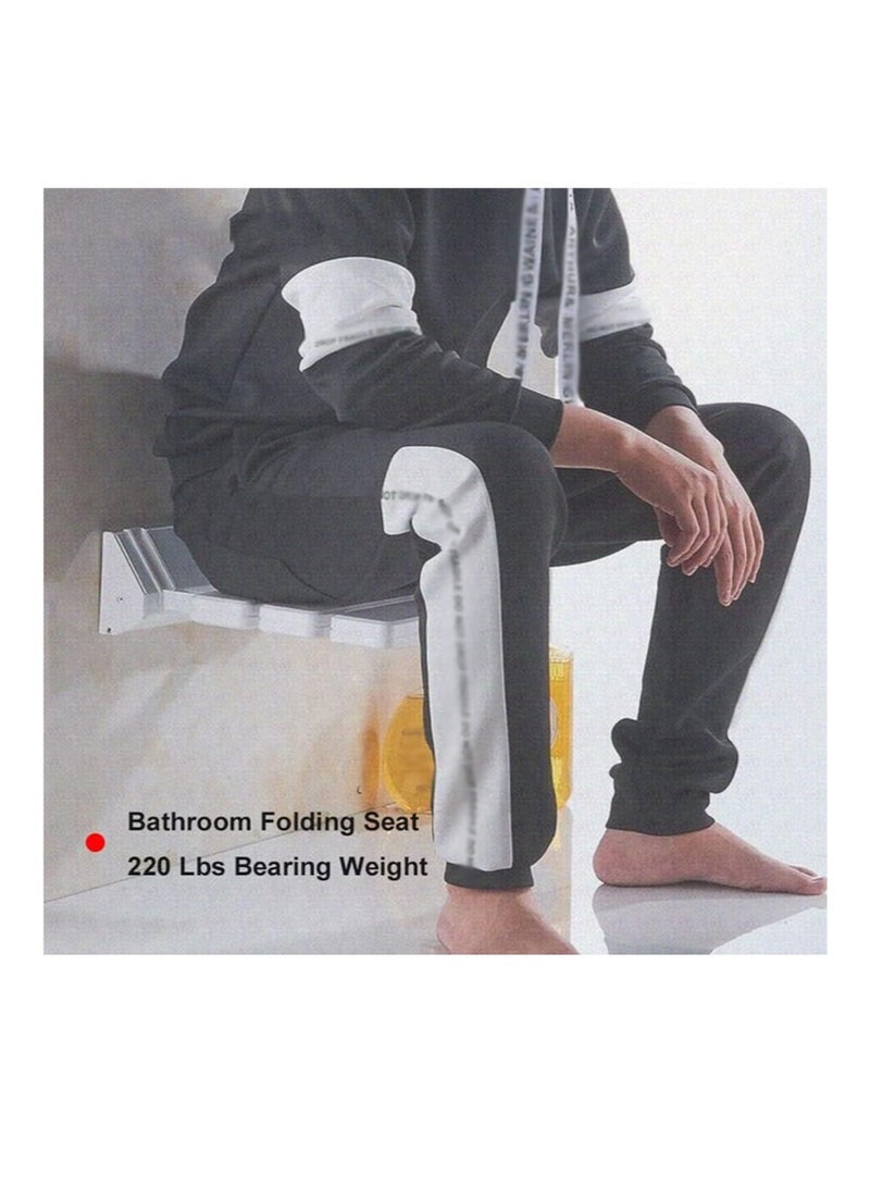 Gerenic Folding Shower Seat, Wall Mounted, Non-Slip, 130KG Bearing Weight, Suitable for Elderly, Pregnant Women & Patients - Image 3