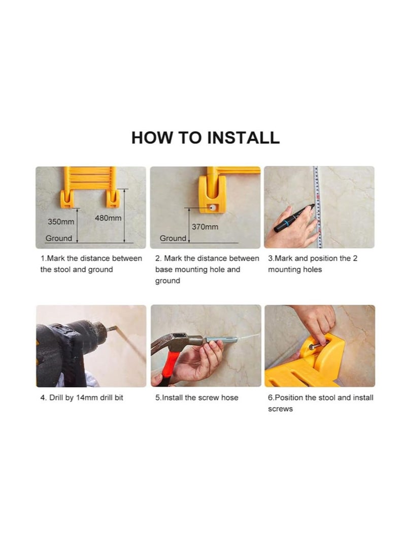 Gerenic Folding Shower Seat, Wall Mounted, Non-Slip, 130KG Bearing Weight, Suitable for Elderly, Pregnant Women & Patients - Image 5