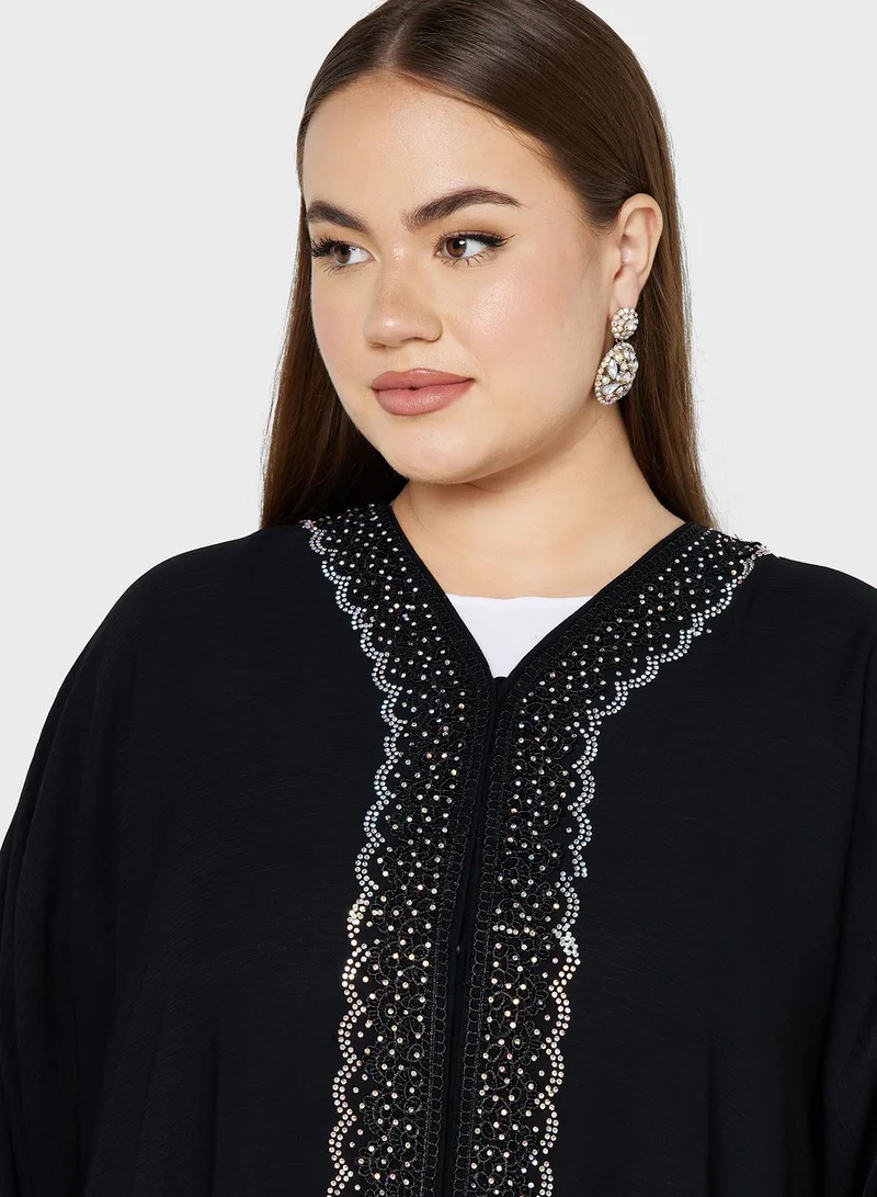 Khizana Embellished Detail Abaya With Sheila