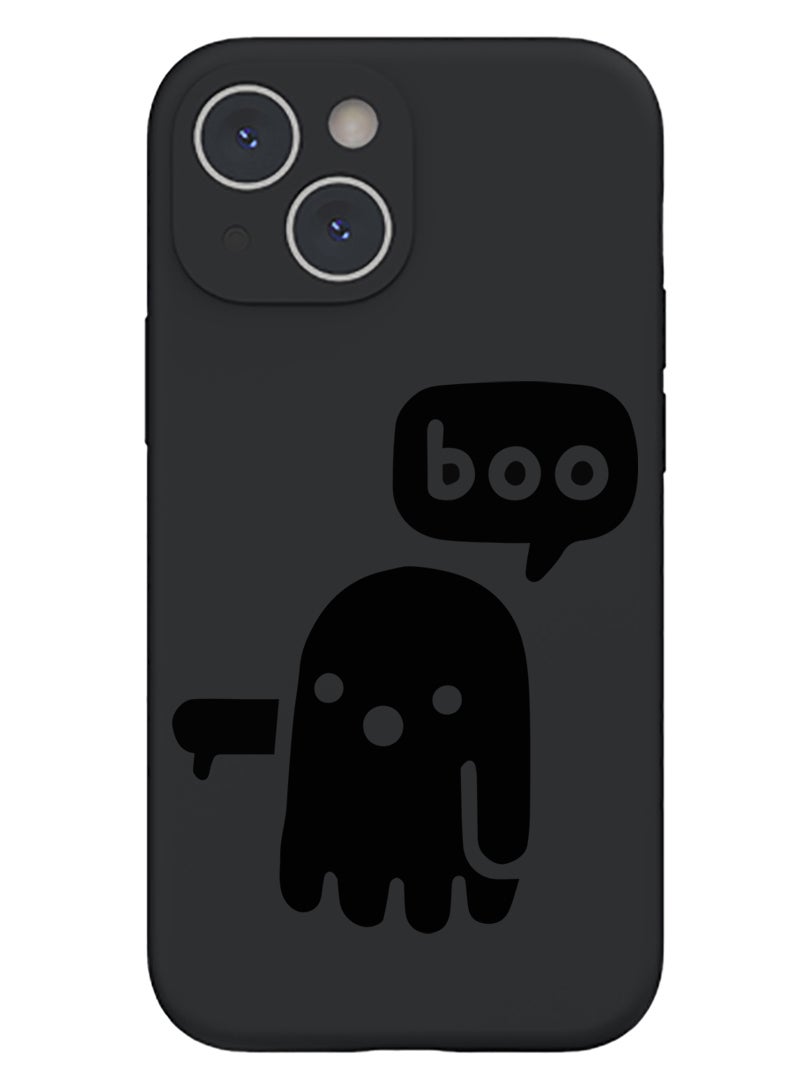 Theodor Protective Slim Fit Case Liquid Silicone Cover with Full Body Protection Anti-Scratch Shockproof Case For iPhone 13 Black  - ghost  copy - Image 1