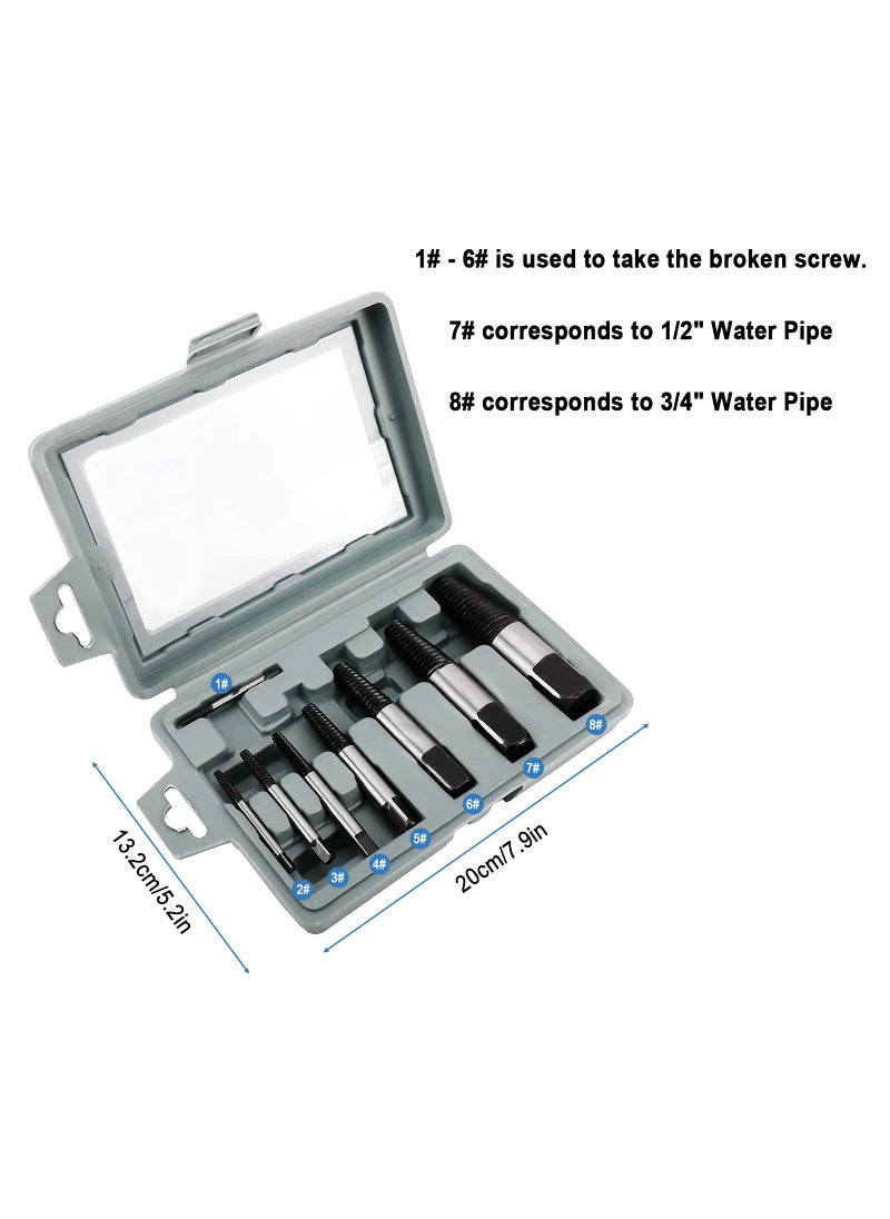 BTSHUB BTSHUB 8pcs Pipe Screw Extractor Set, Damaged and Stripped Broken Bolt Water Pipe Remover Set  - Image 4