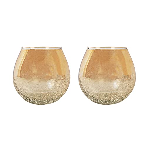 The Victory Tea Light Candle Holder Half Crackle Tea Light Votive for Home Decor Gift Glass Candle Votive Mosaic Lamp (4 X 4 Inch) Pack of 2 - Image 2