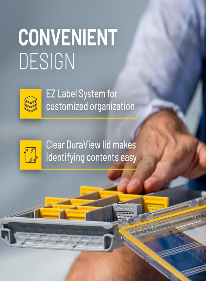 بلانو صندوق أدوات الصيد المميز Plano EDGE 3600، رمادي وأصفر بغطاء شفاف، مقاوم للصدأ والماء، قابل للتخصيص لتنظيم وحماية أدوات الصيد - Image 3