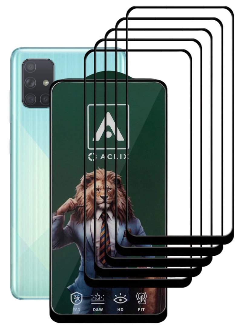 ACLIX 5 Pieces Antistatic ESD Dustproof Premium Quality High Definition Tempered Glass Screen Protector Designed For Samsung Galaxy A71 - Image 1