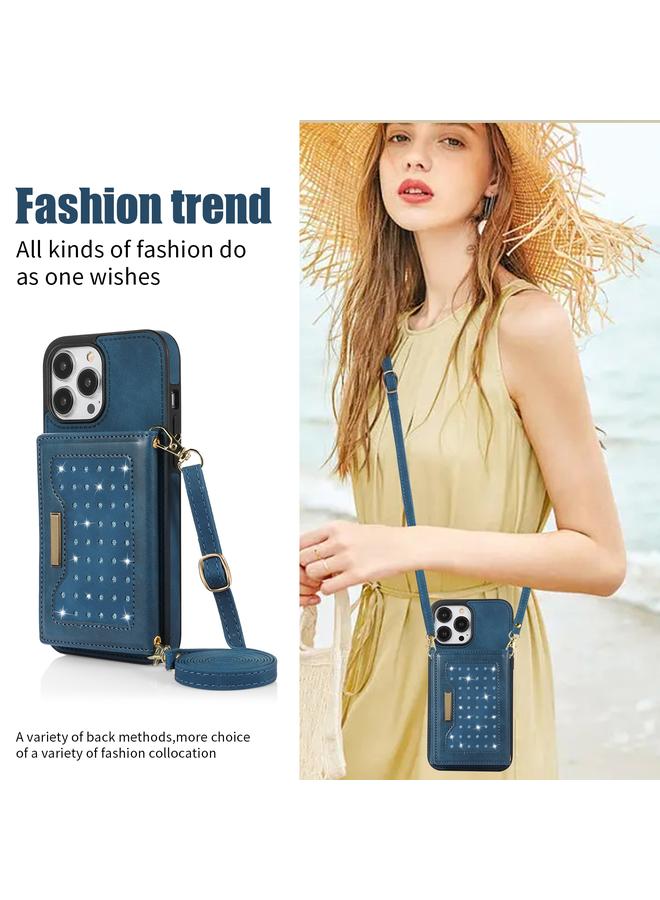 S-TOP Case For iPhone 14 Pro Max Three-fold RFID Leather Phone Case with Lanyard - Image 3