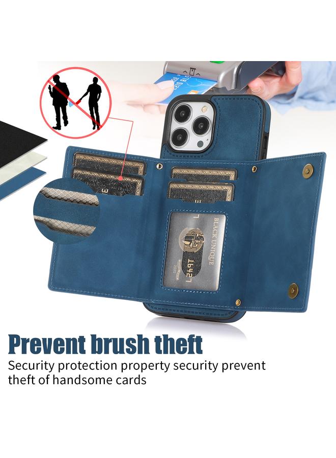 S-TOP Case For iPhone 14 Pro Max Three-fold RFID Leather Phone Case with Lanyard - Image 5