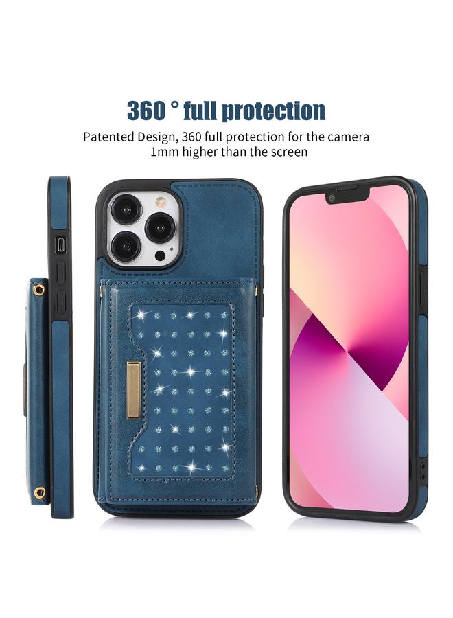 S-TOP Case For iPhone 14 Pro Max Three-fold RFID Leather Phone Case with Lanyard - Image 2