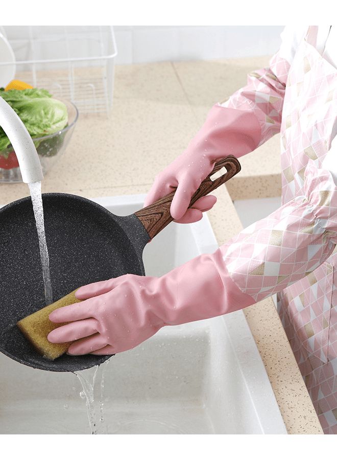 Blue Fleece Lined Waterproof Dishwashing Gloves Winter Warm Household Cleaning - Image 2