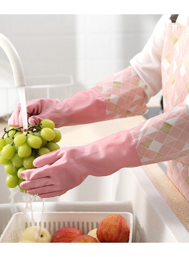 Blue Fleece Lined Waterproof Dishwashing Gloves Winter Warm Household Cleaning - Image 4