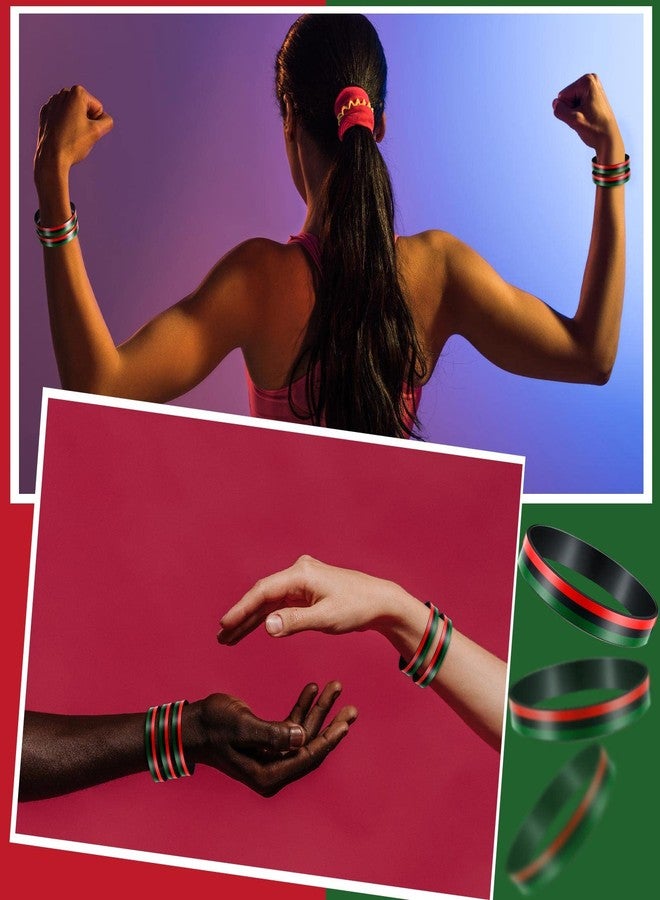 Sratte سراطة 60 قطعة أساور شهر تاريخ السود بالجملة أساور مطاطية لعيد التحرير هدايا شهر تاريخ السود أساور أفريقية لمهرجان عيد التحرير - Image 5