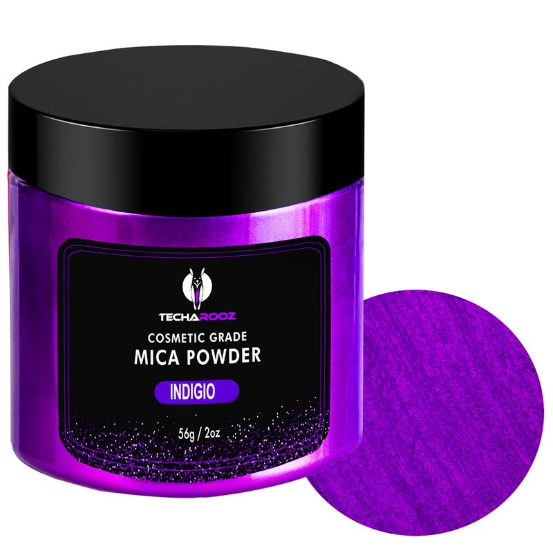 Indigo Purple Mica Powder for Epoxy Resin 56g  2oz Jar  TECHAROOZ 2 Tone Resin Dye Color Pigment Powder for Lip Gloss Nails Colorant for Slime Bath Bombs Soap Making  Polymer Clay