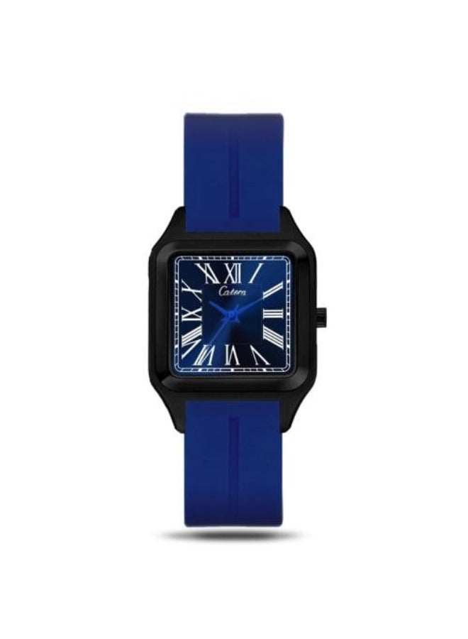 كاتيرا ساعة يد رجالية ضد الماء و بجودة عالية ربل - سوار أزرق مع ميناء أزرق غامق