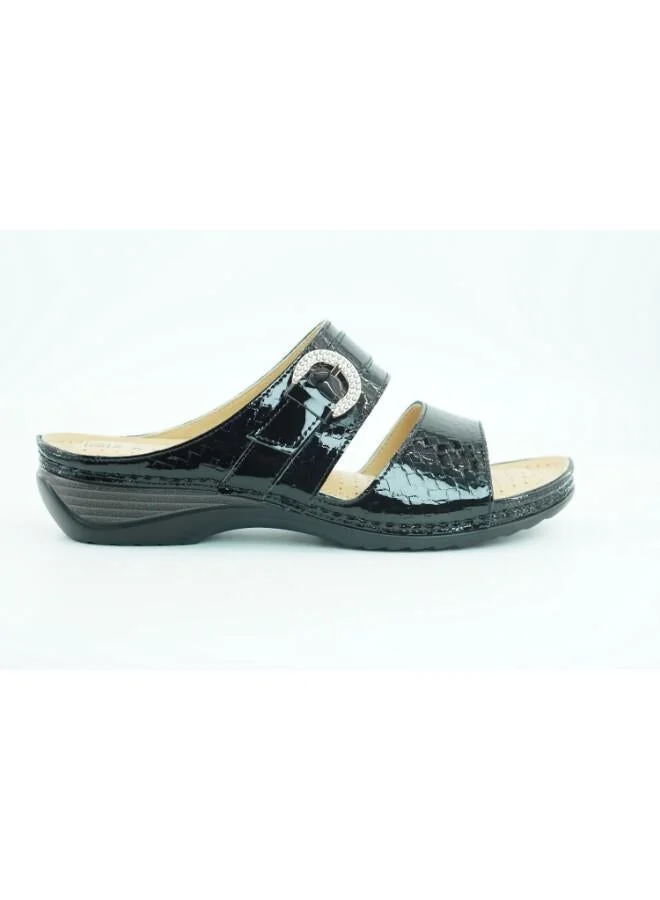 221-3151 Zayna Woman Textured Double Strap Sandals 88909-36 Black
